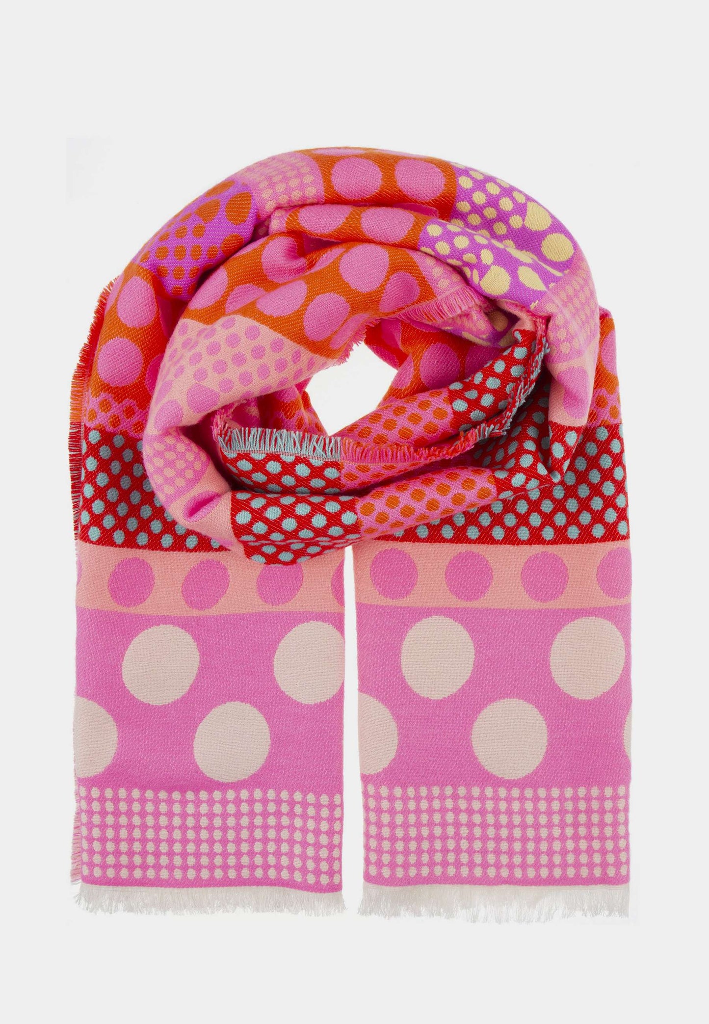 ALEX MAX - Pink Stripes &amp; Polka Dots Scarf