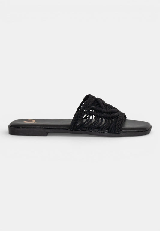 GOLD&GOLD - Ciabattina Macramè Nero