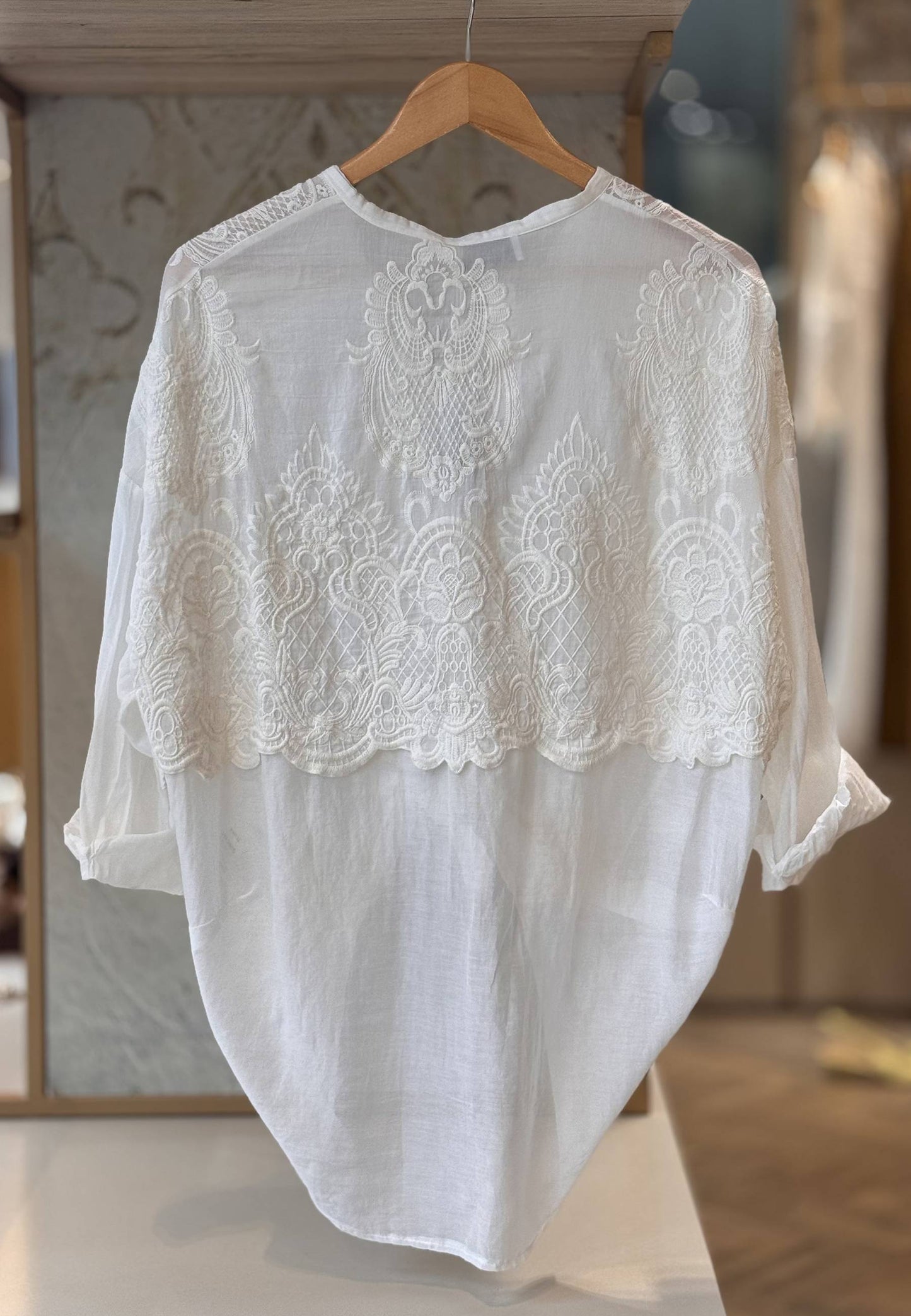 MOTEL - Camicia In Mussola Con Ricamo Panna