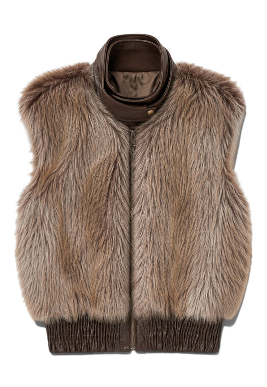 MOTEL - Gilet Ecopelliccia Cuoio