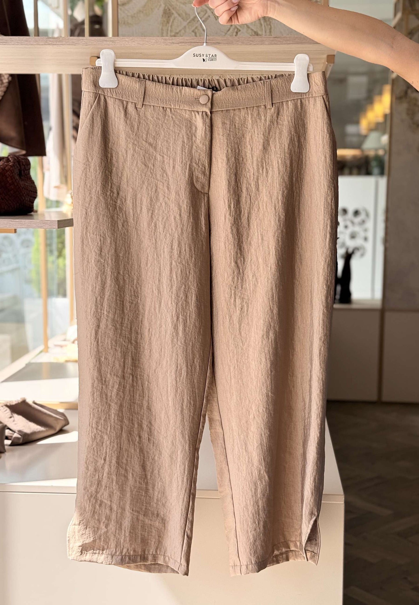 SUSY STAR CURVY - Pantalone Zampetta Beige