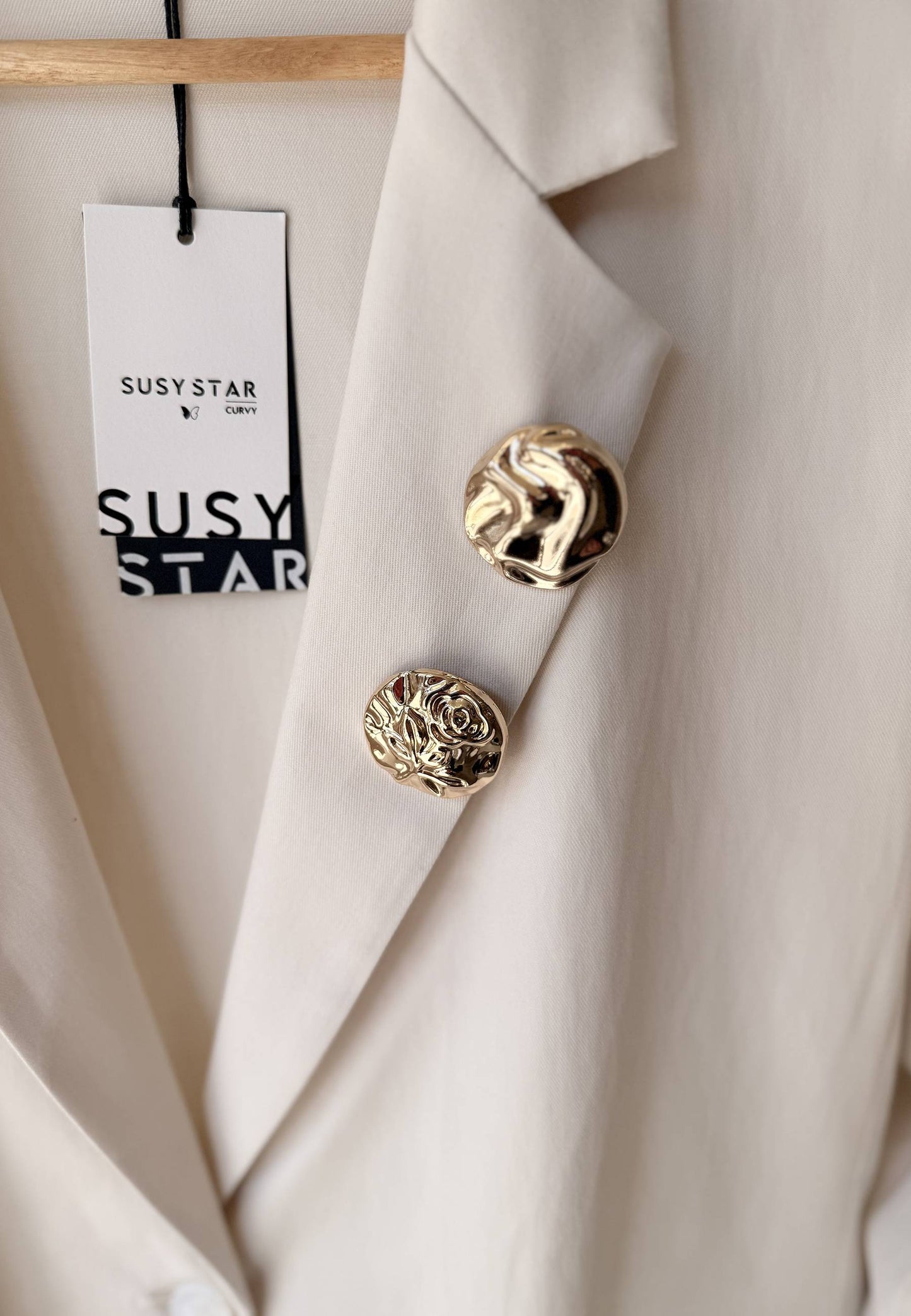 SUSI STAR CURVY - Giacca Spille Gabardina Avorio