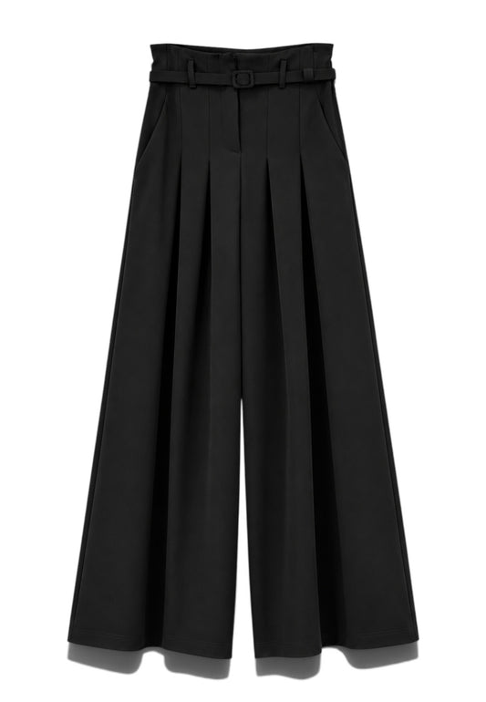 LE STREGHE - Pantalone Fluido Cintura Nero