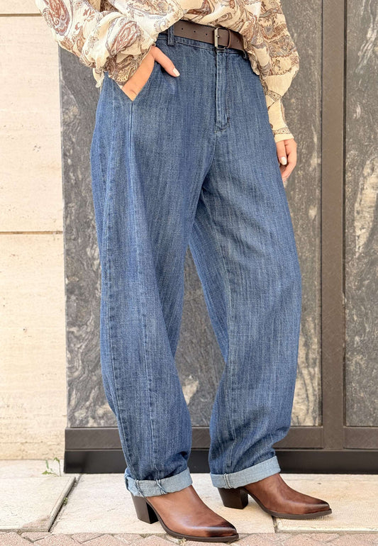 LE STREGHE - Jeans Balloon Vita Alta Denim