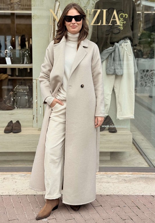 LE STREGHE - Cappotto Lungo In Lana Panna