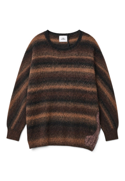 PINK MEMORIES - Maglione A Righe Con Pizzo Marrone