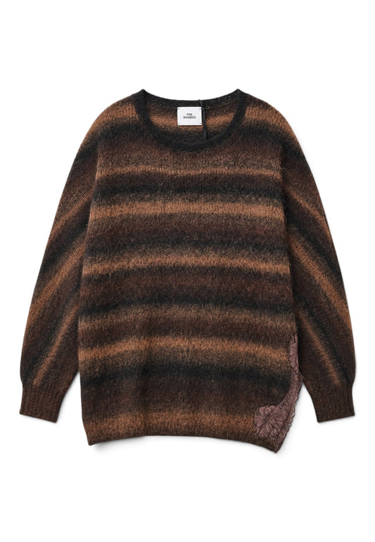 PINK MEMORIES - Maglione A Righe Con Pizzo Marrone