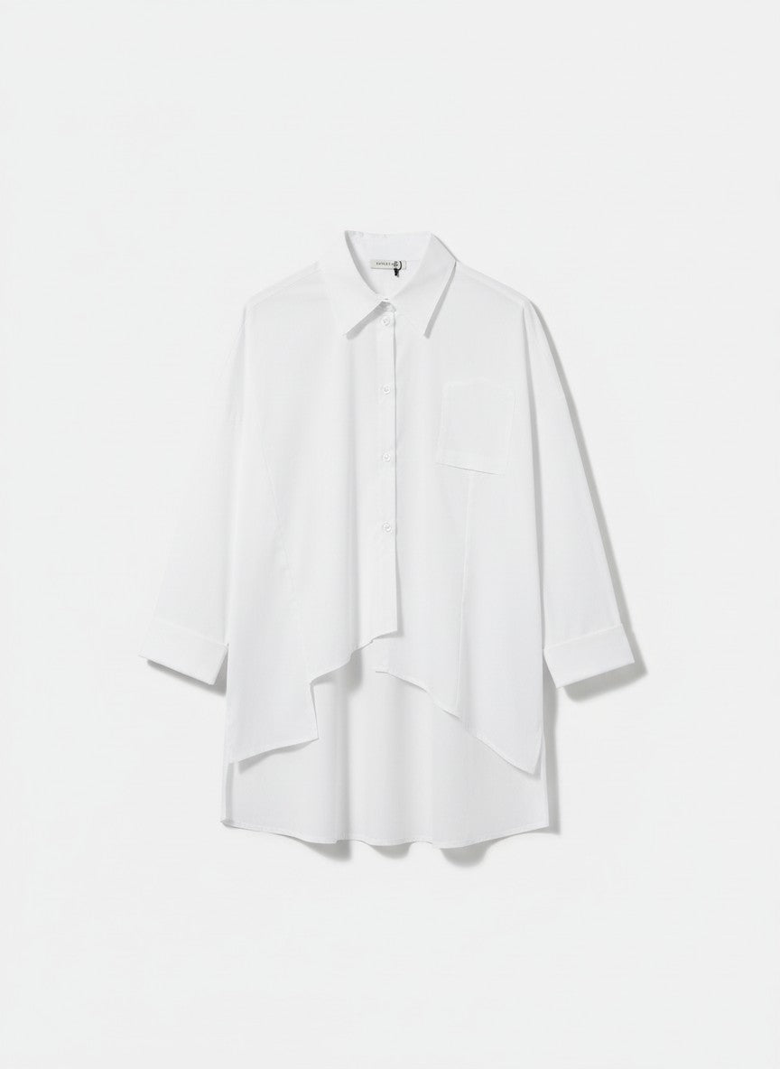 SUSY STAR CURVY - Camicia Asimmetrica Bianca