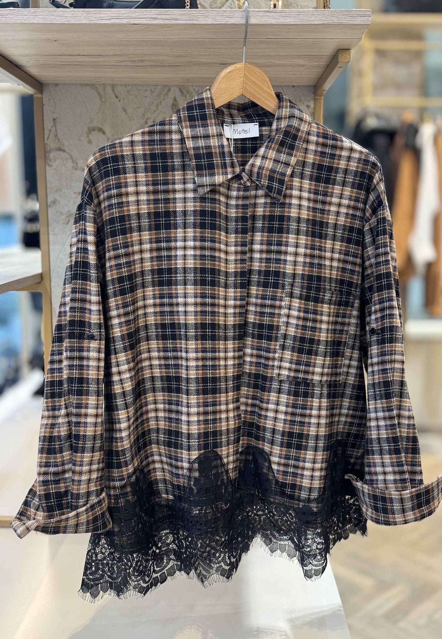MOTEL - Camicia Check e Pizzo Nero