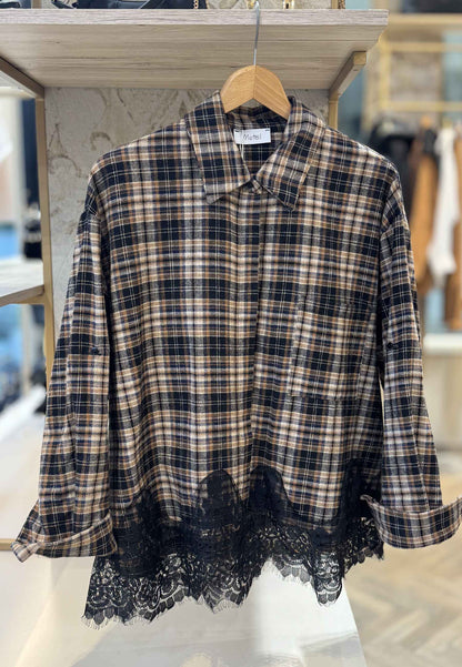 MOTEL - Camicia Check e Pizzo Nero