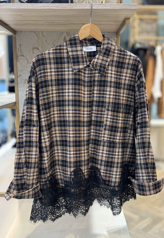 MOTEL - Camicia Check e Pizzo Nero
