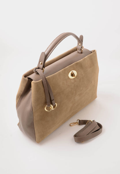 NUNZIA - Borsa A Mano Camoscio Beige