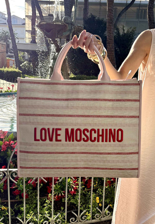 LOVE MOSCHINO - Shopping Bag Canvas Cipria