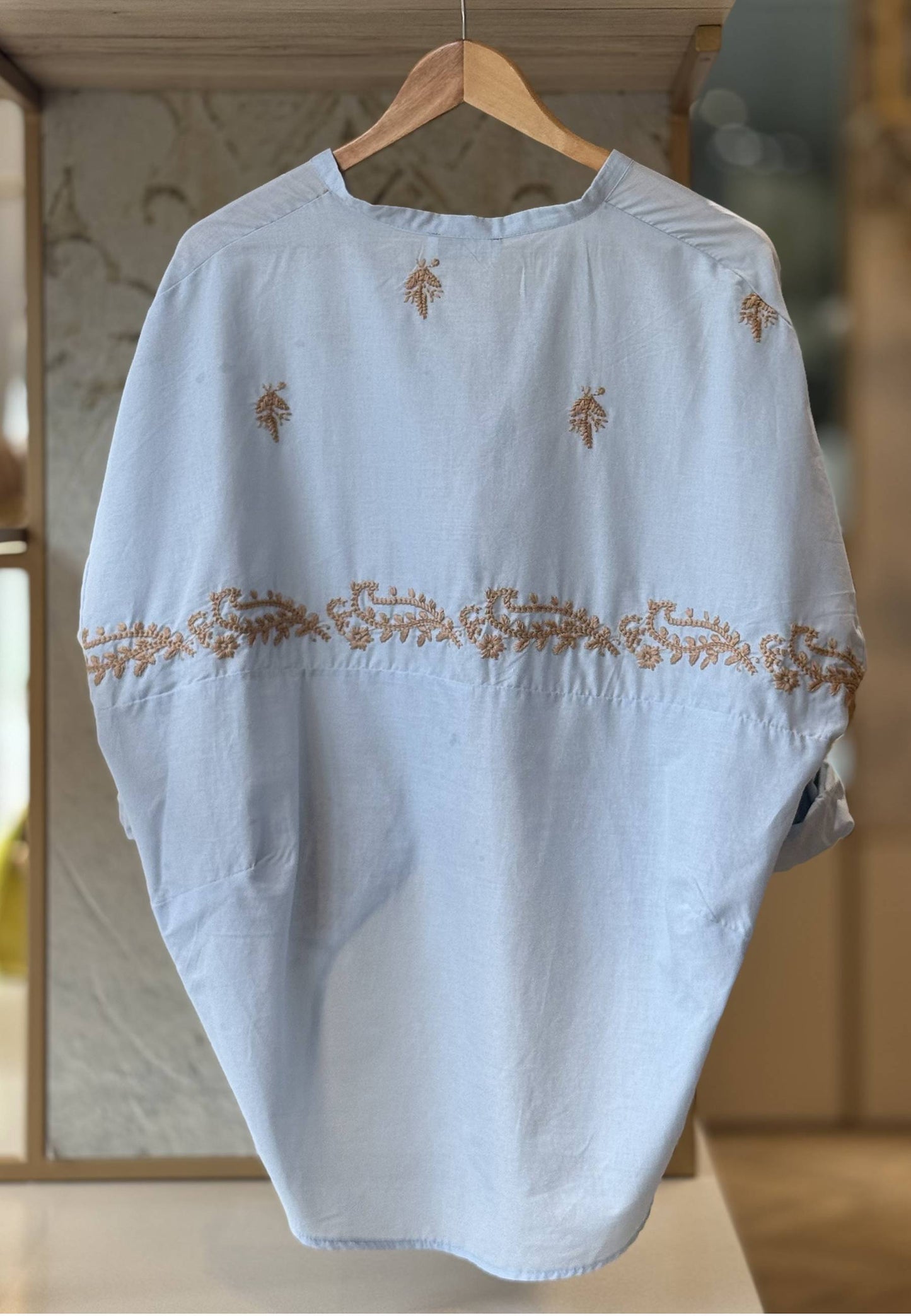 MOTEL - Camicia Ricami Celeste