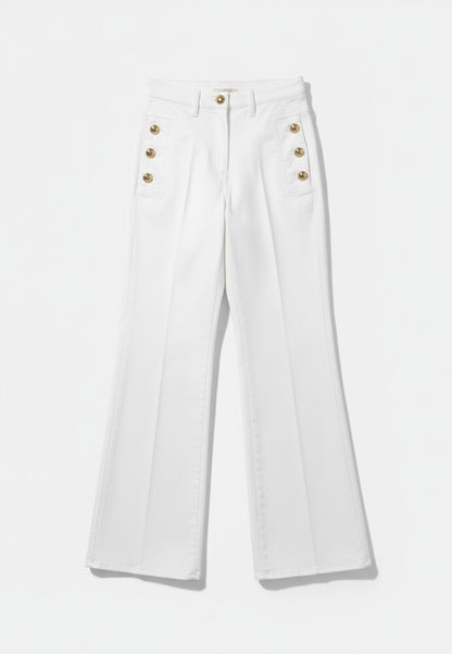 MARYLEY - Pantalone Bottoni Oro Bianco