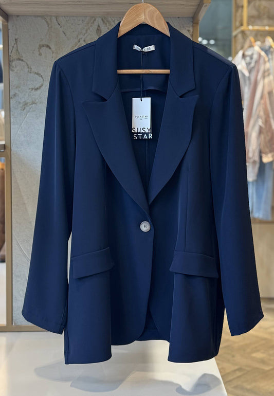 SUSY STAR CURVY - Giacca Monopetto Fluida Blu