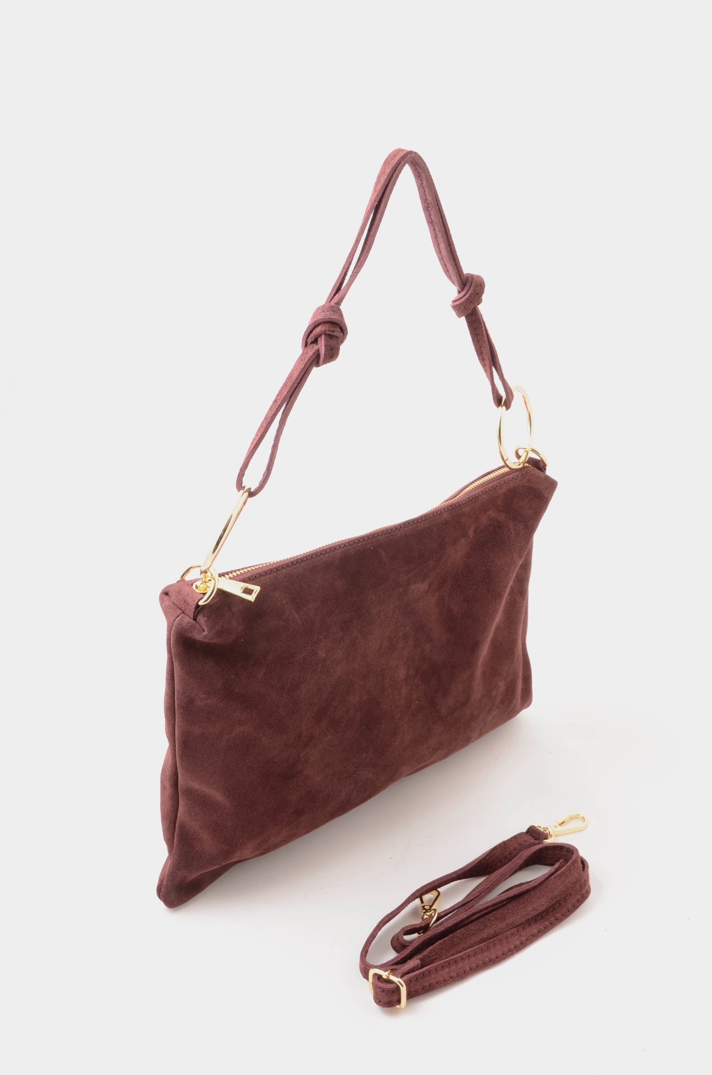 NUNZIA - Borsa A Spalla Camoscio Burgundy