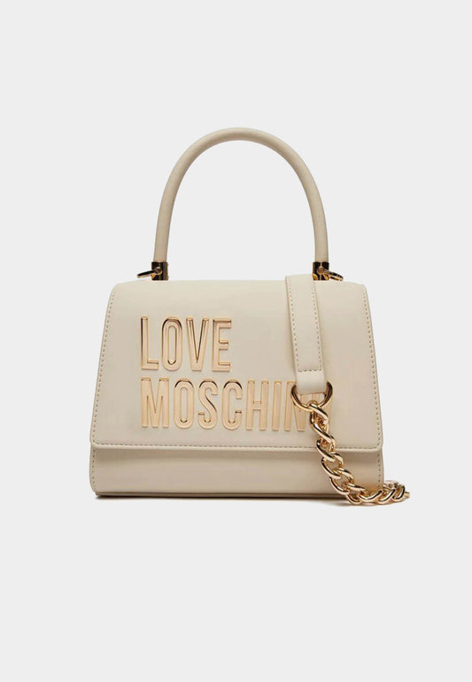 LOVE MOSCHINO – Handtasche mit elfenbeinfarbenem Schriftzug