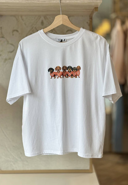 PLEASE - T-shirt Bassotti bianca