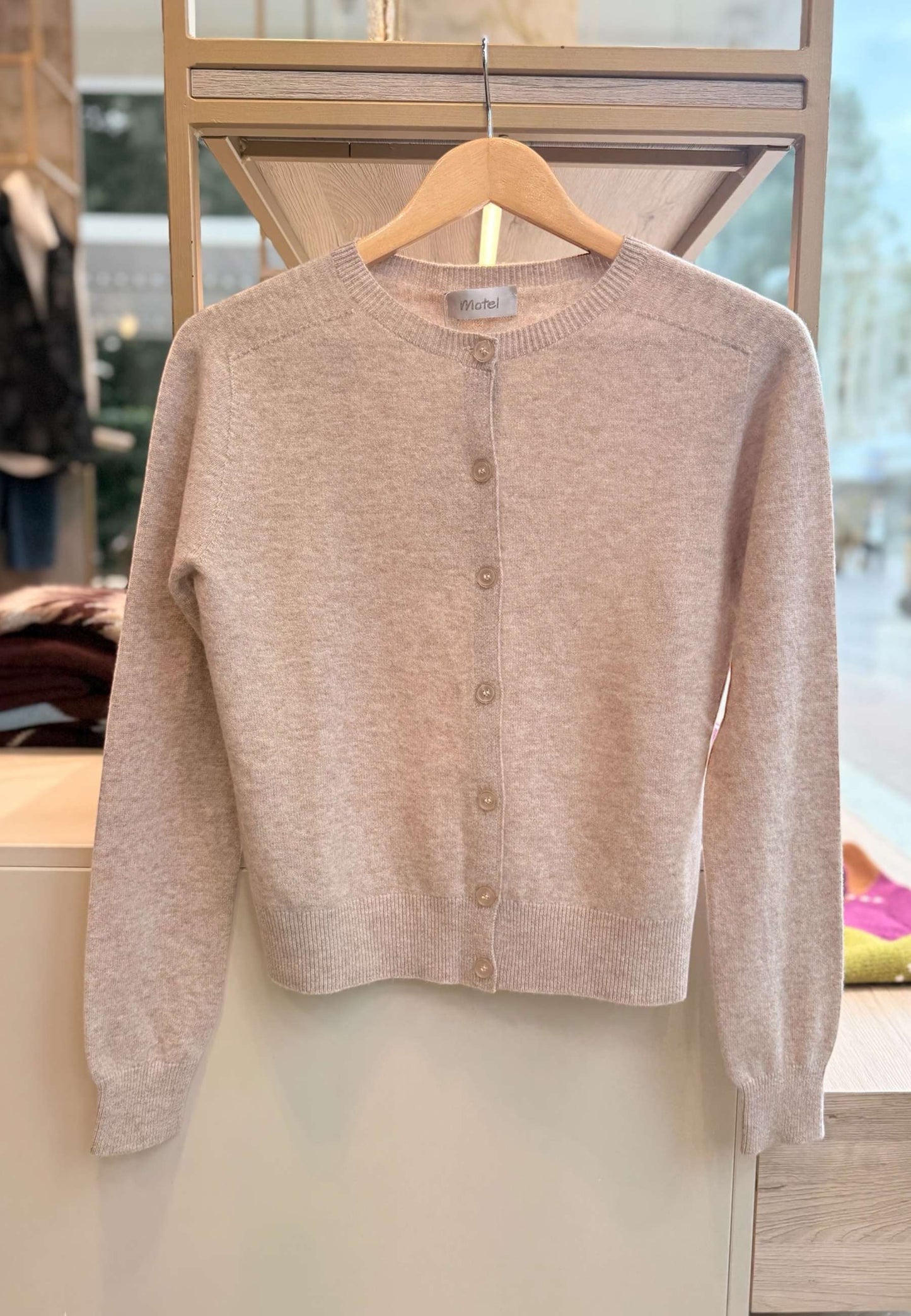 MOTEL - Cardigan Girocollo Beige Melange