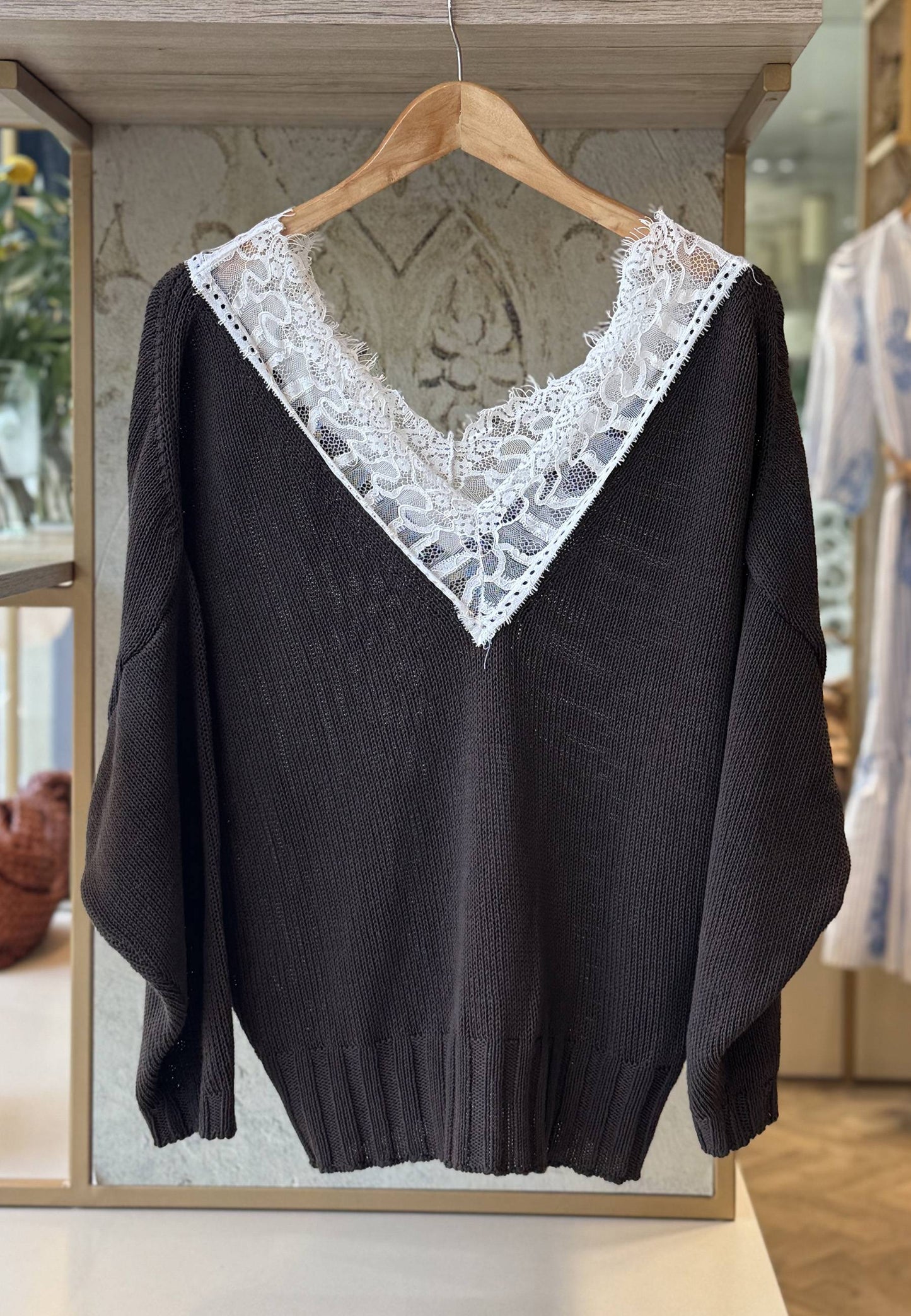 MARYLEY - Maglione Pizzo Marrone
