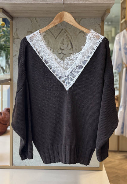 MARYLEY - Maglione Pizzo Marrone
