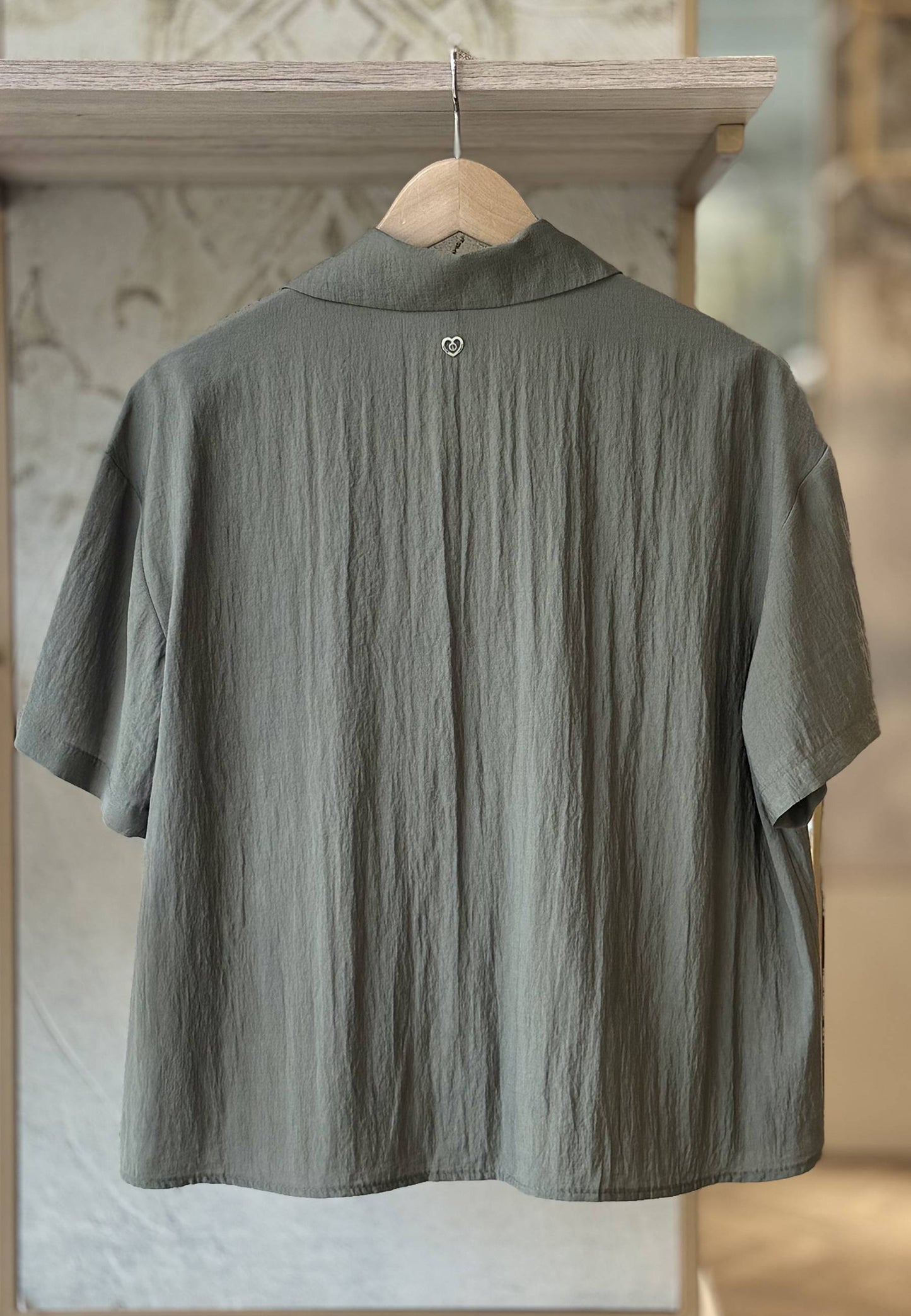 PLEASE - Camicia Crop Salvia