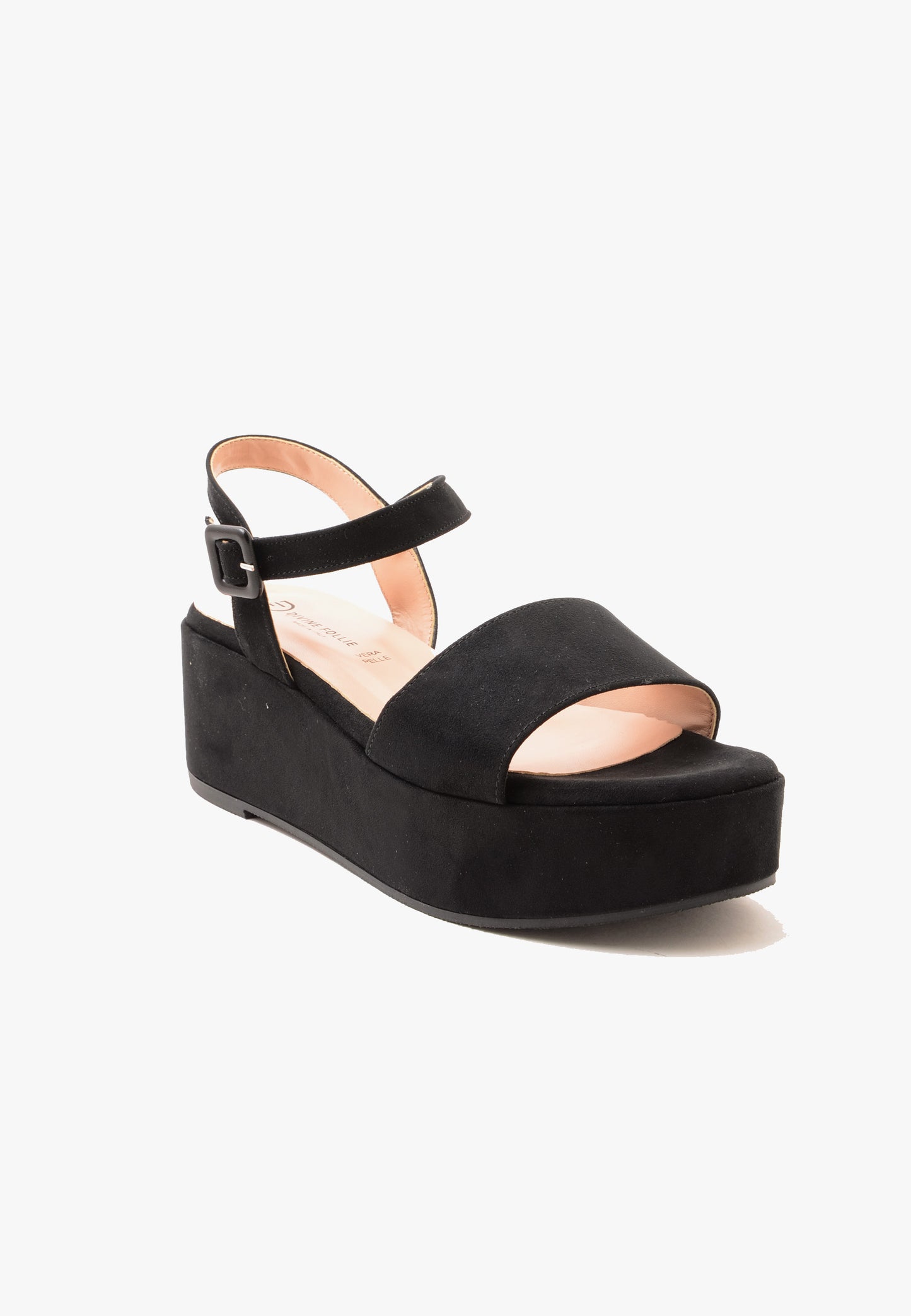 DIVINE FOLLIE - Sandalo Zeppa Camoscio Nero
