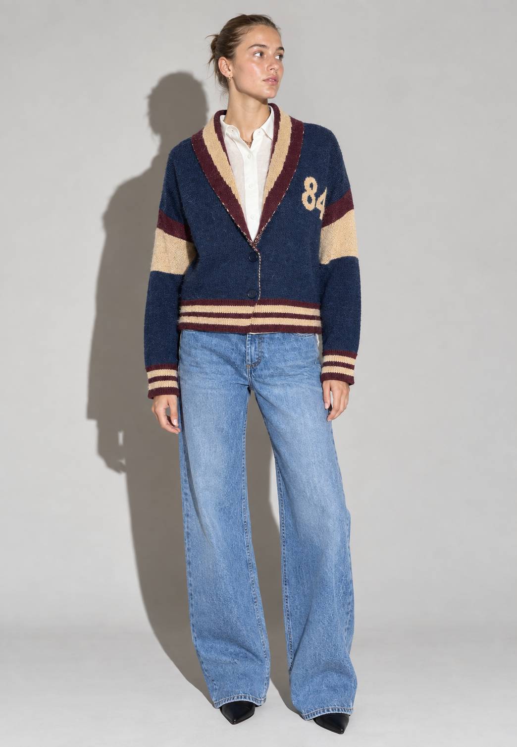 MOTEL - Cardigan Boomber Blu