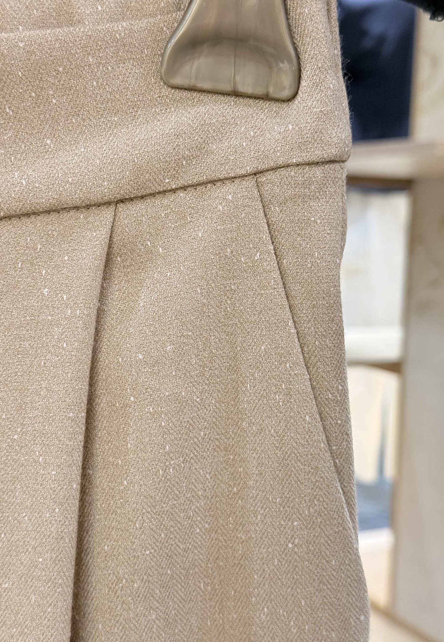MARYLEY - Pantalone A Palazzo Spinato Sabbia