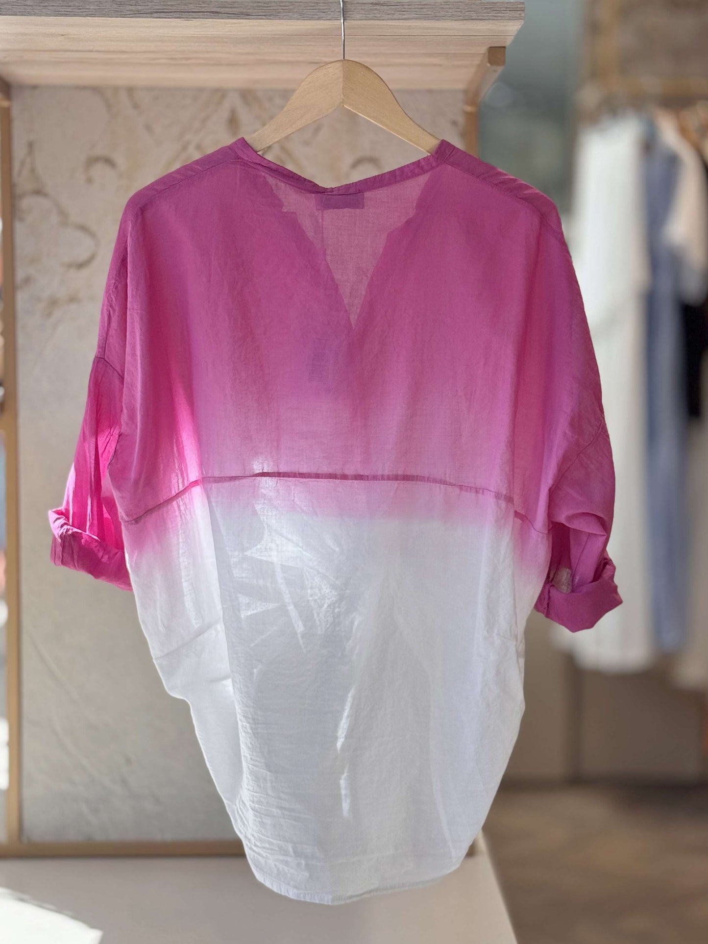 MOTEL - Camicia Dègradè Panna/Magenta