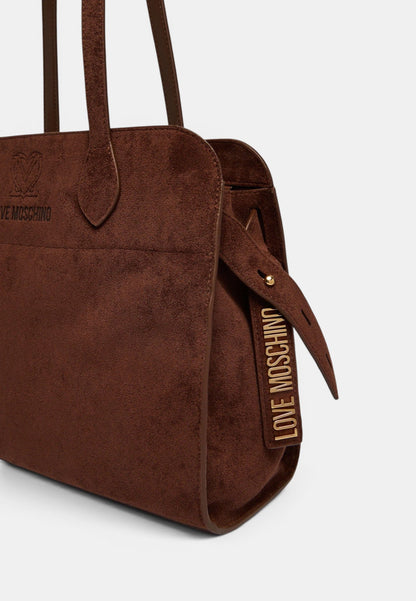 LOVE MOSCHINO - Shopping Bag Love In Camoscio Cioccolato