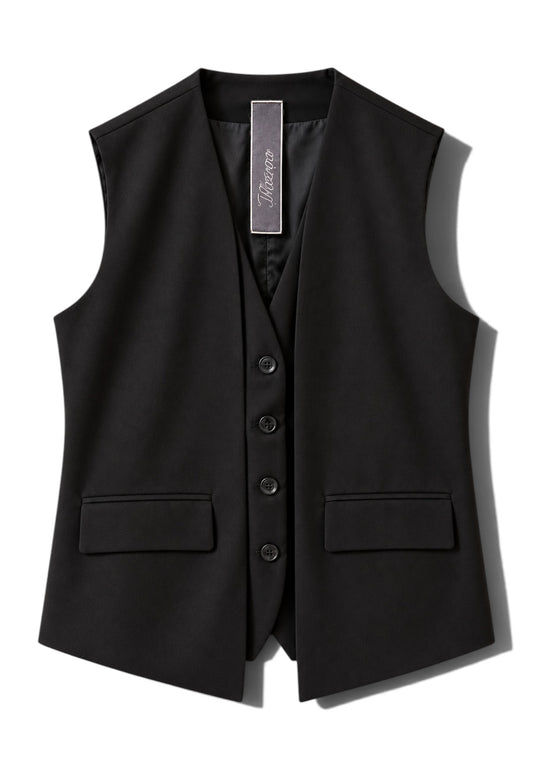 MINERVA - Gilet Doppio Petto Nero