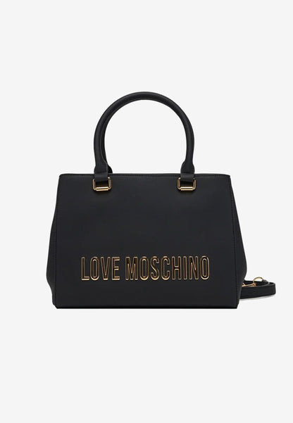 LOVE MOSCHINO - Borsa A Mano Lettering Soft Touch Nero