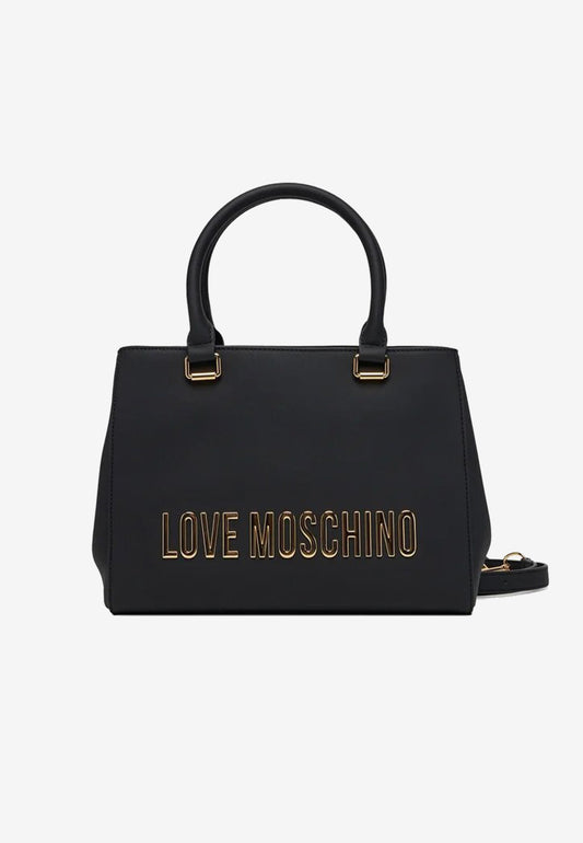 LOVE MOSCHINO - Borsa A Mano Lettering Soft Touch Nero