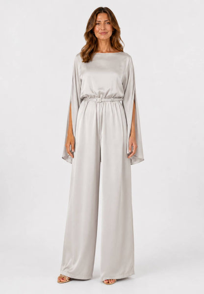 MINERVA - Tuta Jumpsuit Elegante con Maniche a Mantella Grigio