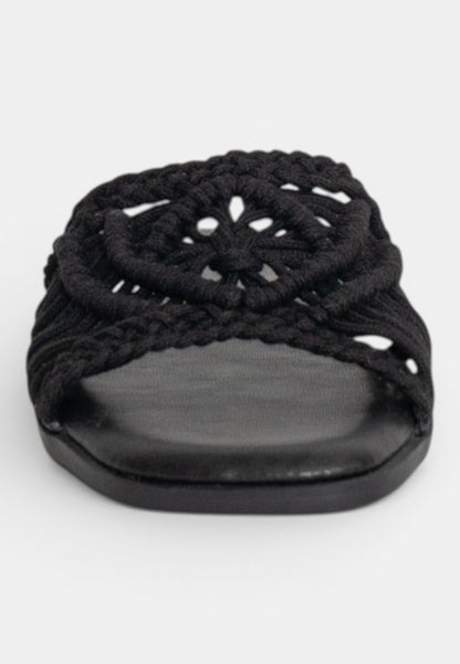 GOLD&GOLD - Ciabattina Macramè Nero