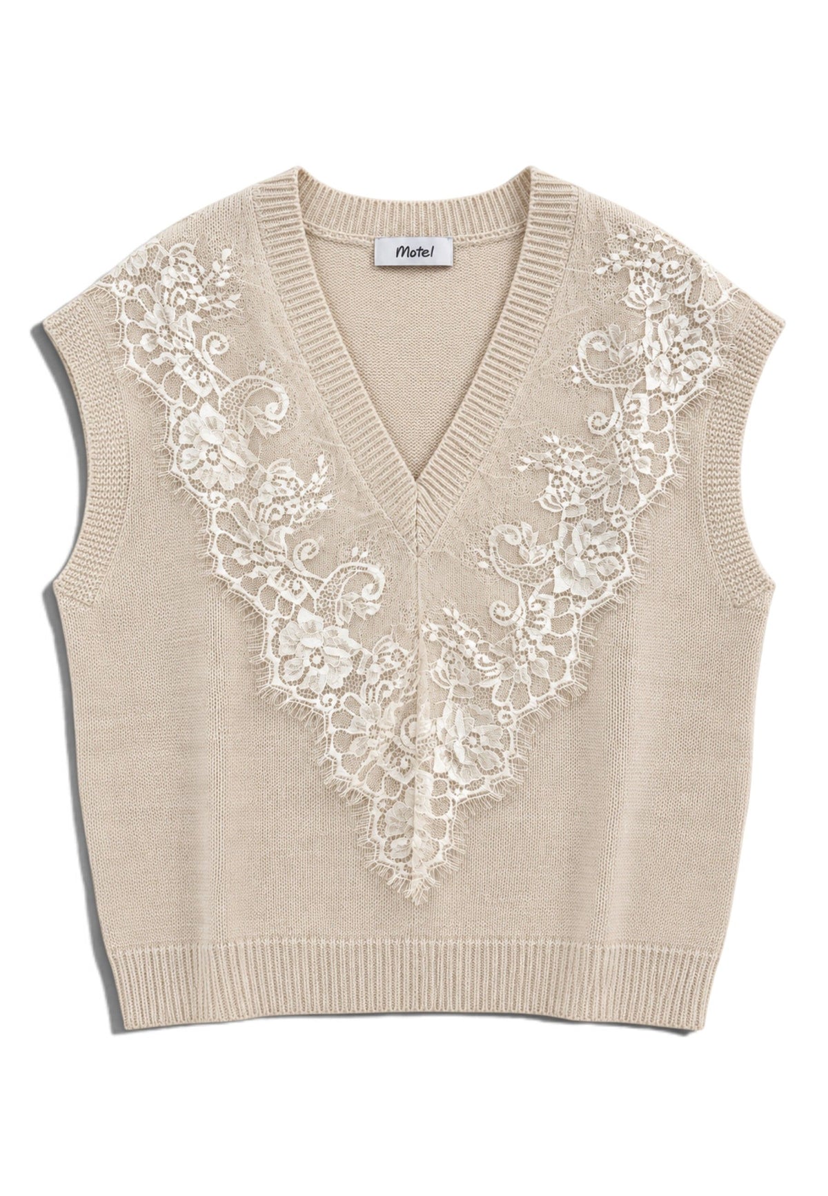 MOTEL - Gilet In Pizzo Panna
