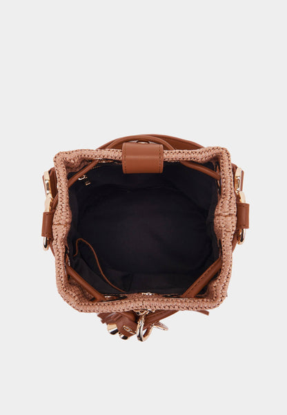LA CARRIE - Secchiello Piccolo Mirror Raffia Cuoio