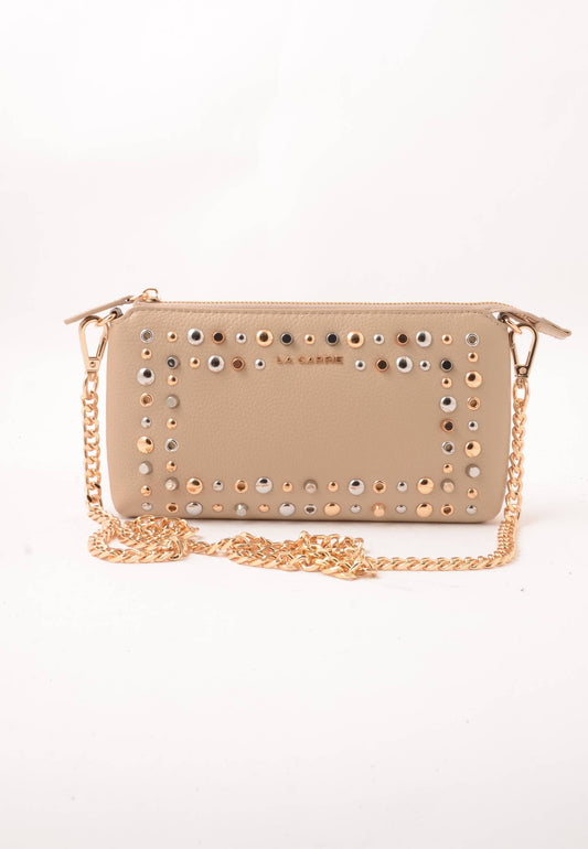 LA CARRIE - Pochette Portafoglio Explosion Vera Pelle Sand