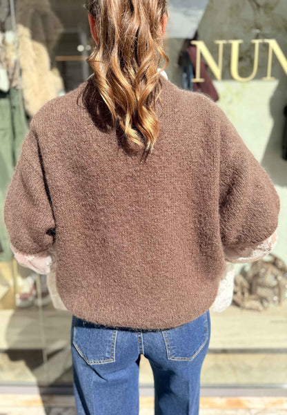 NUNZIA - Maglioncino Gioiello In Mohair Moro