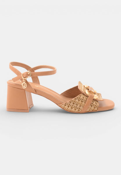 GOLD&GOLD - Sandalo Raffia Morsetto Camel