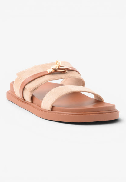 GOLD&GOLD - Sandalo Slide In Suede Con Doppia Fascia Beige