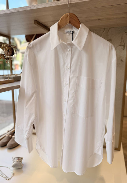 PLEASE - Camicia Over Bianco