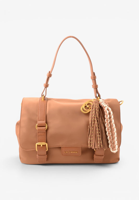 LA CARRIE - Shopping Bag DARK NYLON Cuoio