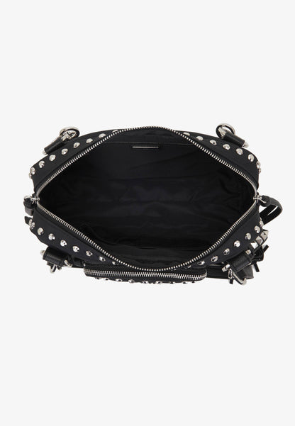 LA CARRIE - Borsa A Spalla Dark Nylon Borchie Nero
