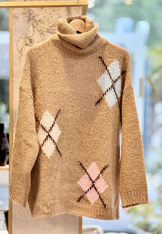 MOTEL - Maglione Over Dolcevita Cammello