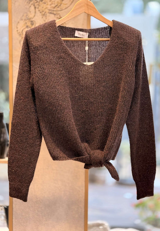 MOTEL - Maglioncino Nodo Lurex Moro