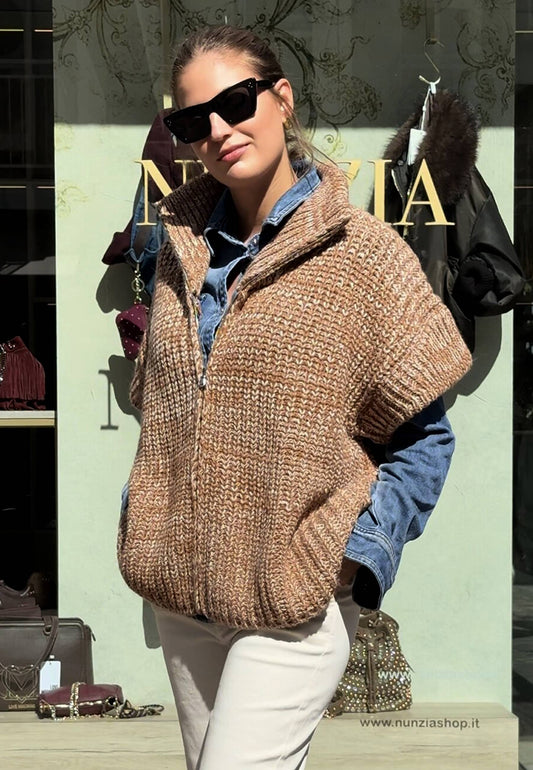 LE STREGHE - Gilet In Maglia Cuoio