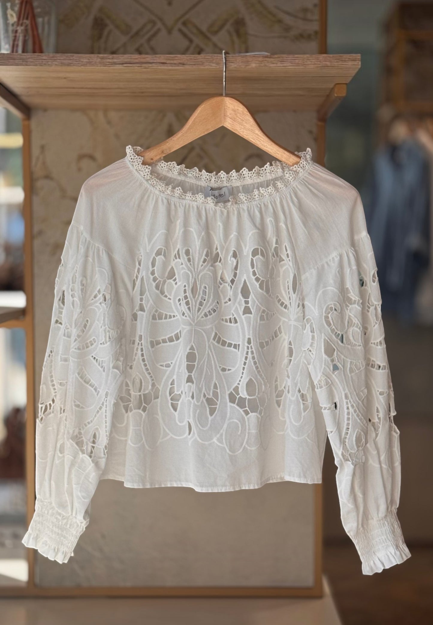 MOTEL - Blusa In Pizzo San Gallo Bianco